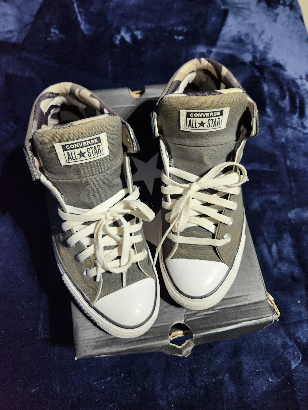Converse All Star High Top Sneakers in Blue,gray, camo,white